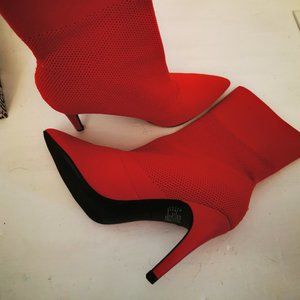 Brash bright red Xaya boots, size 8.5
